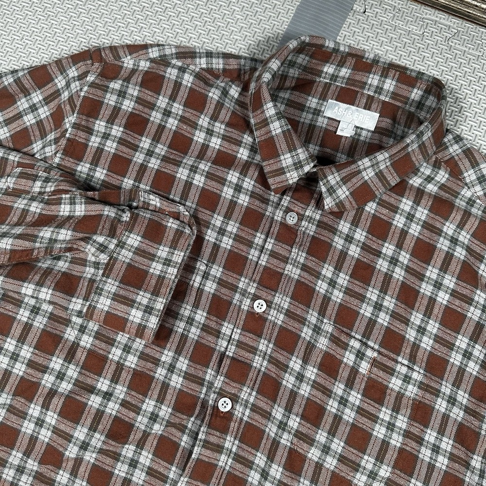 Ash & Erie Men's Buffalo Check Flannel Shirt Long Sleeve XL Brown Button Up EUC